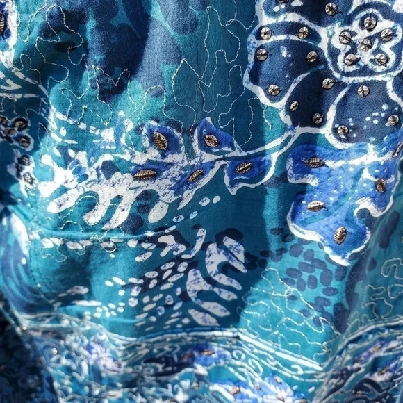 Chicos Womens Button Up Blue/ Aqua/ White Jacket in Size 0 - Picture 5 of 14